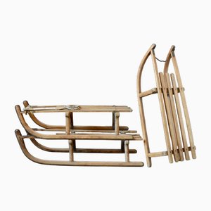 Luge Vintage en Bois et Métal, France