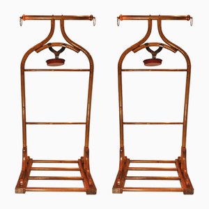Vintage Art Deco Grand Simulated Bamboo and Wood Valet Stand, 1920s, Set of 2