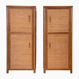 Wicker and Bamboo Buffet, 1980s, Set of 2