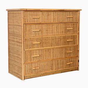 Wicker and Bamboo Chest of Drawers, 1970s
