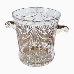 Large French Art Deco Hand Blown Cut Crystal Ice Bucket, 1920s