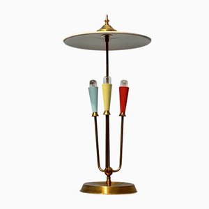 Lampe de Bureau Moderniste Mid-Century Scandinave, Laiton et Acier, Danemark, 1950s