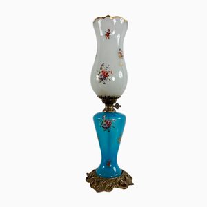Mid-Century Decorated Opaline Glass Table Lamp from Murano, 1950s