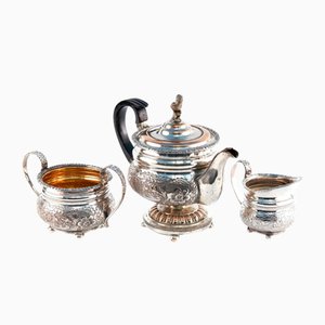 Antikes verziertes versilbertes Teeservice, 1890er, 3 . Set