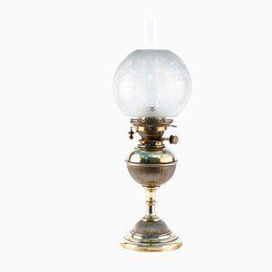 Lampe à Huile Antique en Laiton, 1900s