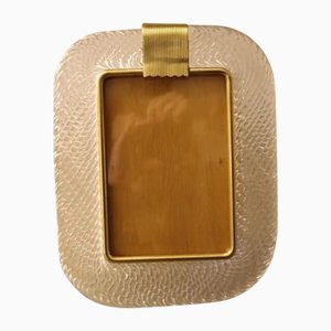 Crystal Twisted Murano Glass and Brass Picture Frame by Barovier E Toso