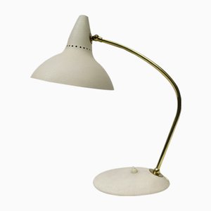 Lampe de Bureau en Laiton avec une Finition Beige Claire, Italie,1950s