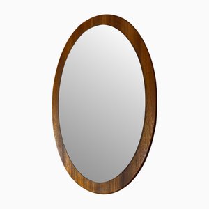 Vintage Oval Mirror in Teak, 1960