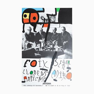Original Artema Poster Featuring Sert, Foix, Llorens, Miró, and Artigas, 1980