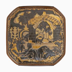Plato de pared vintage de vidrio de Bjorn Winblad para Rosenthal, 1986