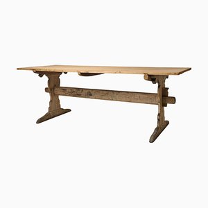 Large Antique Swedish Dining Trestle Table in Pine