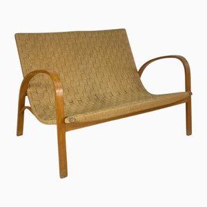 Mid-Century Italian Wood and Chord Lounge Bench