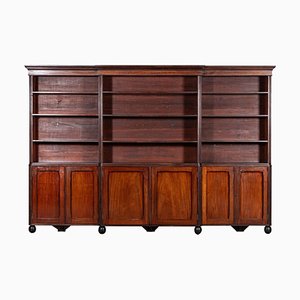19th Century English Mahogany Breakfront Bookcase, 1870s