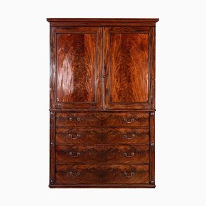 Large Early 19th Century English Mahogany Linen Press, 1800s