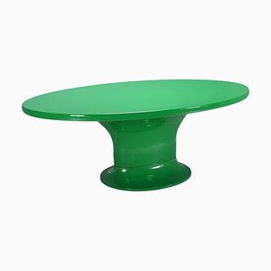 Oval Dining Table in Green Polyester attributed to Ferreiri & Gardella for Kartell, 1969