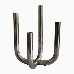 Postmodern Chrome-Plated Candleholder