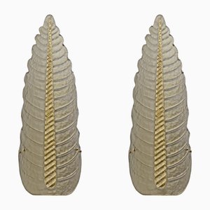 Mid-Century Modern Murano Glass Gold Yellow Big Leafs Sconces, 2000, Set of 2