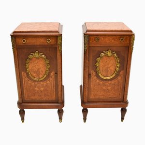 Tables de Chevet avec Plateau en Noyer Marqueté, France, 1870s, Set de 2