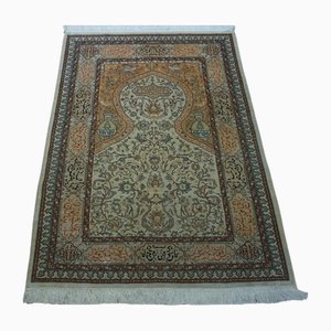 Vintage Turkish Handmade Hereke Silk Prayer Rug, 1970s