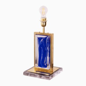 Italian Handmade Artistic Table Lamp in Murano Glass and Brass, Italy