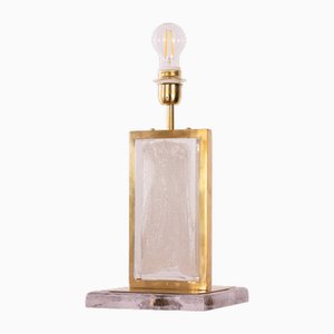 Lámpara de mesa artística italiana coleccionable hecha a mano de cristal de Murano y latón, Italia