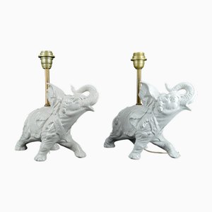 Skulpturale Weiße Keramik Tischlampen, Italien, 1970, 2er Set