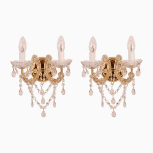 Maria Theresa Wall Sconce in Crystal and Murano Glass, Italy, Set of 2