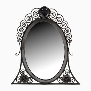 Wrought Iron Mirror with Floral Theme in the style of Edgar-William Brandt, France, 1920s