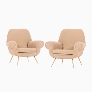 Set of Gigi Radice Armchairs in Boucle by Bisson Bruneel for Minotti, Italy, 1950s