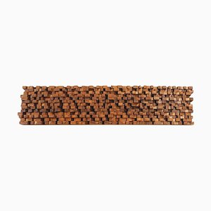 Italian Modern Geometric Decorative Panel in Wood, 1980s