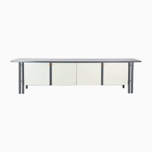 Enfilade Rectangulaire Moderne en Bois Gris et Blanc, Italie, 1980s