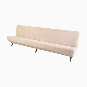 Mid-Century Italian Beige Velvet Sofa Triennale attributed to Marco Zanuso for Arflex, 1956