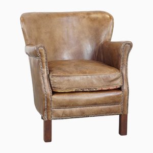 Leather Chair with Reversible Kilim Seat Cushion