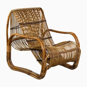 Sillón de mimbre atribuido a Raffaella Crespi, Italia, años 60