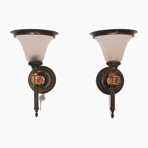 Mid-Century Modern Wall Lights in the style of Andre Arbus by André Arbus, France, 1960s, Set of 2