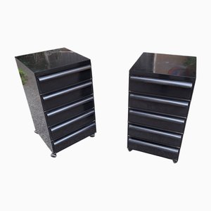 Model 4602 Bedside Chest of Drawers in Black Plastic by Simon Fussel for Folder, 1970s