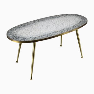 Ovaler Mid-Century Modern Couchtisch aus Mosaik & Messing von Berthold Muller für Ilse Möbel, 1960er