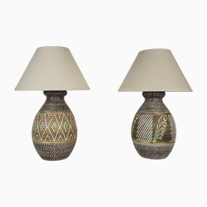 Sandstein Lampen von Jacques Breugnot, 1960er, 2er Set