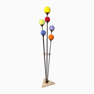 Lámpara de pie Alberello de hierro, latón y mármol de Stilnovo, años 50