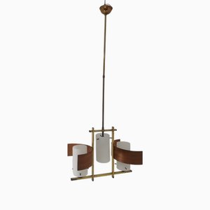 Vintage Italian Brass and Glass Chandelier, 1950s