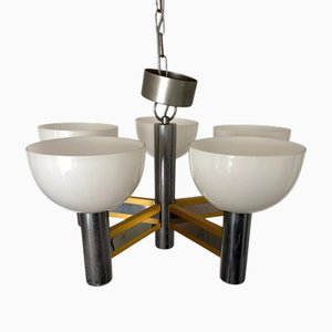 Lampadario geometrico a 5 luci di Gaetano Sciolari per Sciolari, anni '70