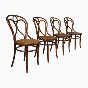 Caned Bistro Stühle aus Bugholz in Buche von Jacob & Josef Kohn, 1930er, 4er Set
