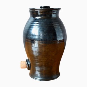 Vintage French Vinegar Cruet in Black Ceramic, 1960s
