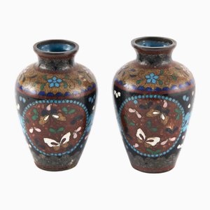 Antique Japanese Cloisonne Vases, 1900, Set of 2