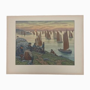 Henri Rivière, Au Vent de Noroît: Les Vieux, Lithograph, 1890s-1910s