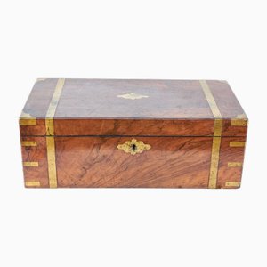 Antique Walnut Brass Bound Writing Box, 1890