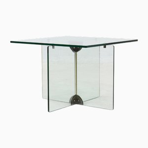 Mesa auxiliar italiana Mid-Century moderna de vidrio, años 70