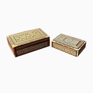 Spanish Inlaid Jewellery Boxes, Set of 2