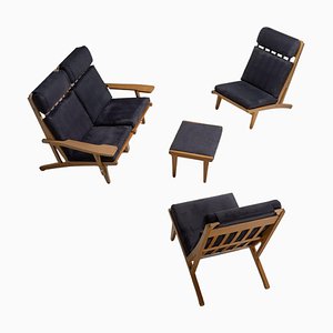Grupo de asientos GE375 danesa de Hans J. Wegner. Juego de 5