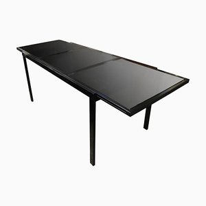 Black Extendable Dining Table attributed to Milo Baughman, 1970s